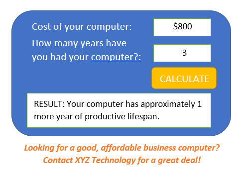 Example of MSP Business Interactive Calculator